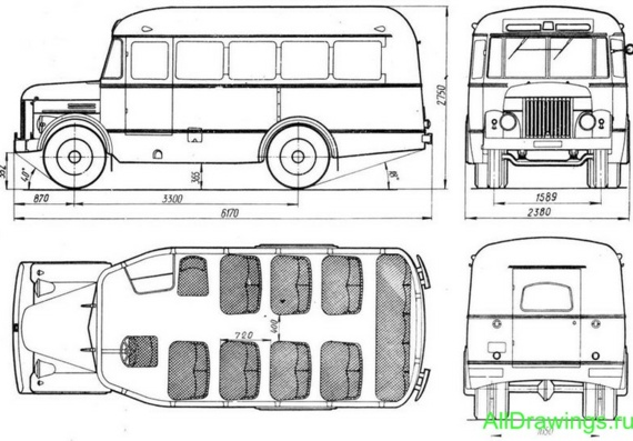 КАвЗ-651Б (1971) чертежи (рисунки) грузовика